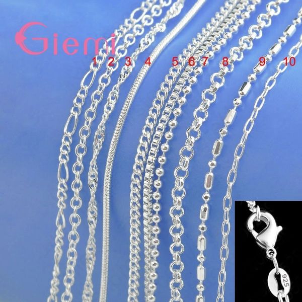 

big promotion 100% authentic 925 sterling silver chain necklace with lobster clasps fit men women pendant 10 designs 16-30 inch
