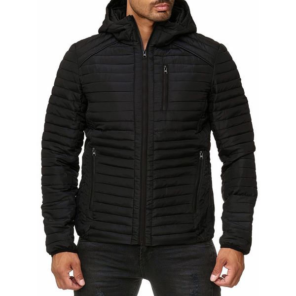 

tide fashion hoodies jacket parkas men winter zipper hoodied warm down jacket packable light coat male, Black