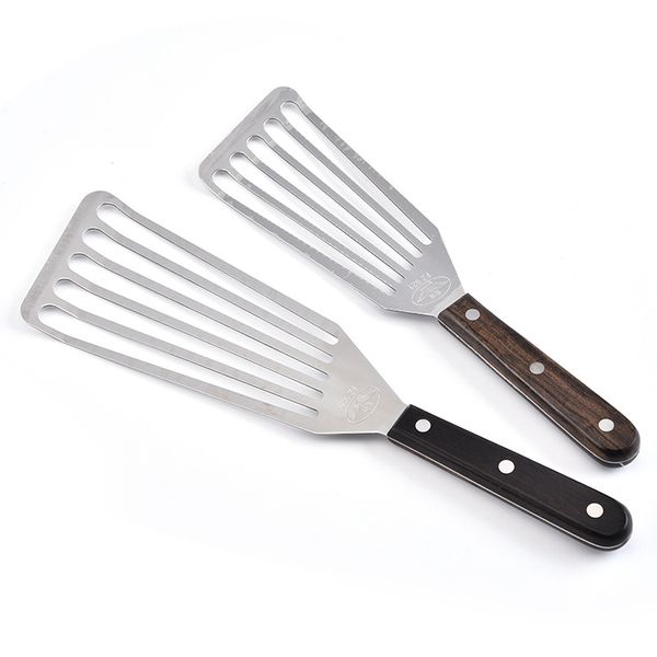 

burdock shovel stainless steel wooden handle shovel kitchen multi-function steak shovel fried fish eel shovels kitchen tool vt0838