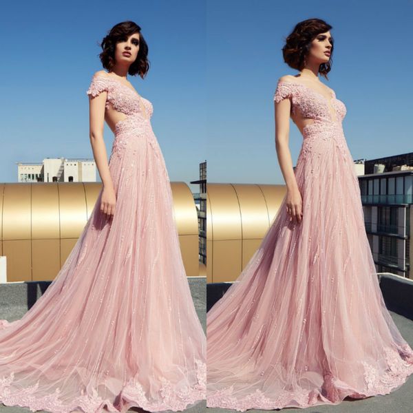 

tony chaaya bohemian beaded prom dresses 2019 lace appliqued a line evening dress off the shoulder formal party dress, Black