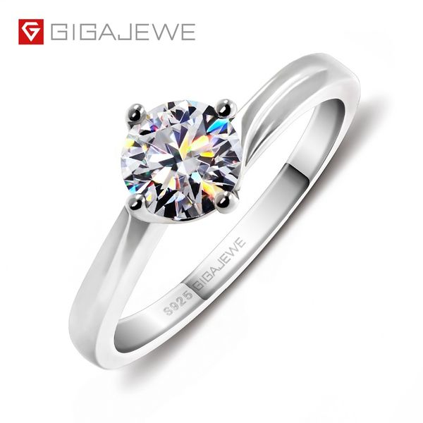 

gigajewe moissanite ring 0.8ct vvs1 round cut f color lab diamond 925 silver jewelry love token woman girlfriend courtship gift, Golden;silver