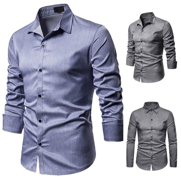 

2019 new autumn luxury cotton men solid shirts long sleeve turn-down collar male business shirt slim fit casual shirts, White;black