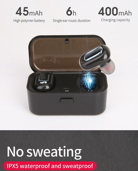 

l1 bluetooth headset tws wireless earphones 3d stereo sound waterproof earbuds built-in mic with charging box