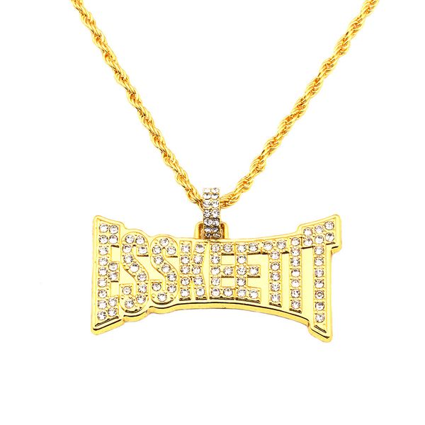 

Золото Серебро Цвет Унисекс Из Нержавеющей Стали ESSKEETIT Ожерелья Мужчины Хип-Хоп Р