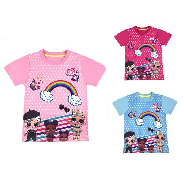 

dhl new cartoon girl creative image baby t-shirt summer short girls t-shirt good quality 4 colors retail zx21, Blue