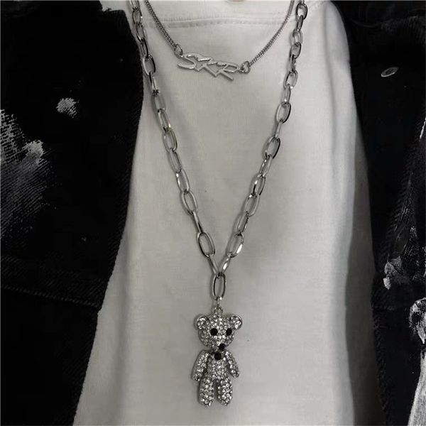

new multi-layer hip-hop female fashion retro cute removable letter necklace trend personality accessories gift, Silver