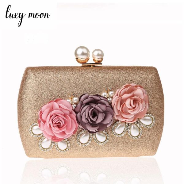 

luxy moon pearls evening bag full dress flower day clutch gold silver women wedding purse and handbags ladies party mini totes
