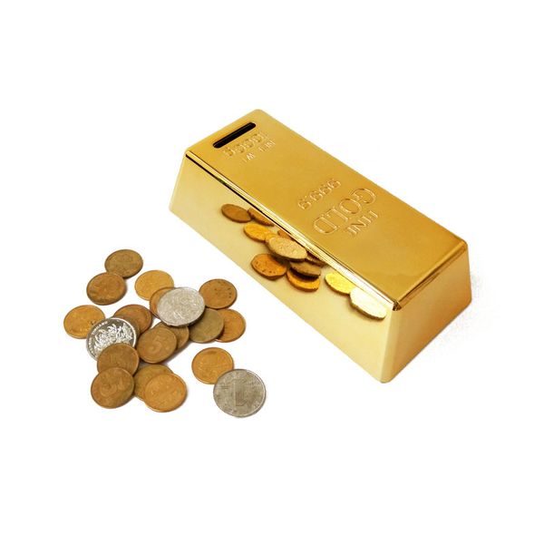 

gold bar coin bank, 999.9 fine gold, net wt 1000g decoration on of bar, novelty gold brick piggy bank
