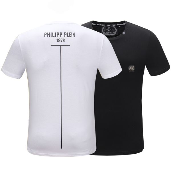 

2019 men shirt phillips plains t-shirt fashion casual fitness cool o-neck men's bear t shirt summer short sleeve men clothing, White;black