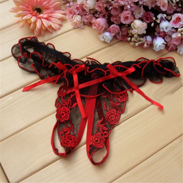 

crotchless women girl open thong crotch panties lace panties knicker thong lingerie underwear culotte erotic, Black;pink