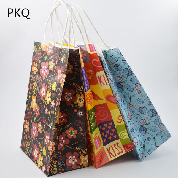 

15pcs flower printing paper bags with handle gift bags party favor wedding packaging storage