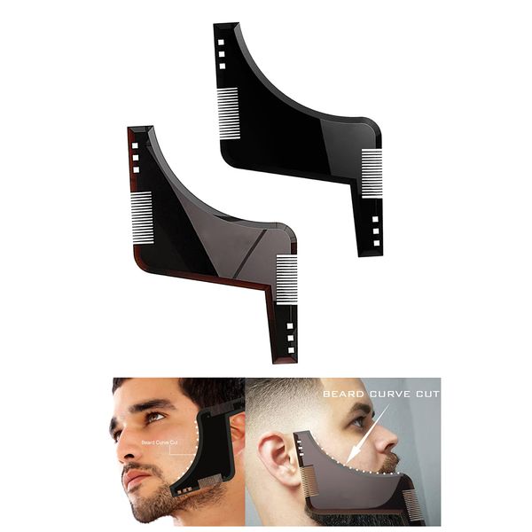 

2pcs double-sided beard shaping tool shaper beard comb for salon barber, Silver