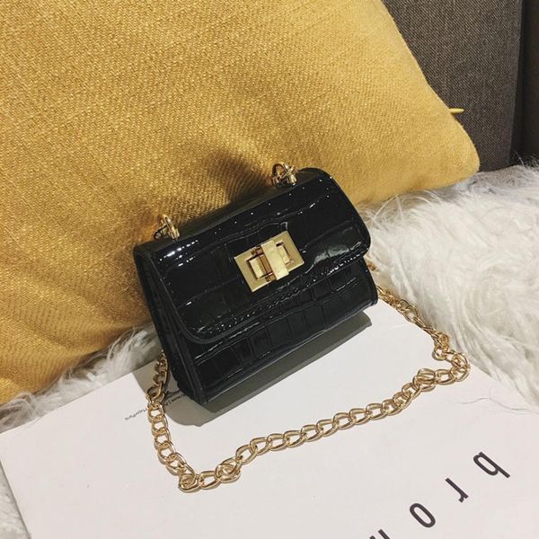 

vintage glossy leather shoulder bag metal strap kids girls mini crossbody bags for women flap designer messager bags