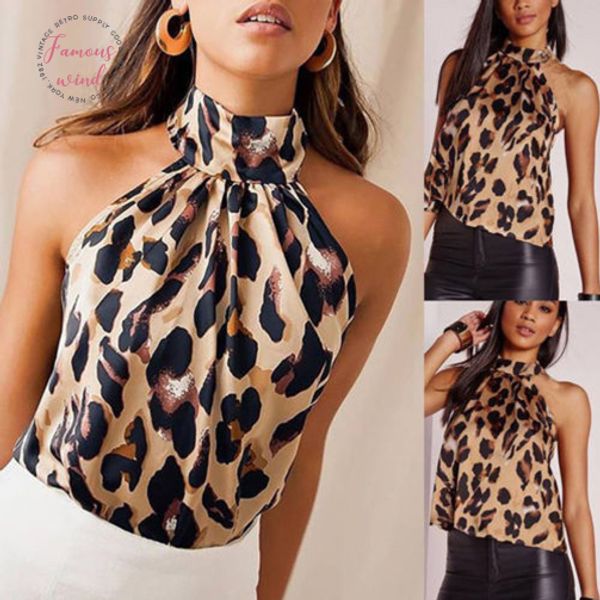

fashion women lady girls summer sleeveless vest shirt blouse casual tank leopard shirt drop shipping, White