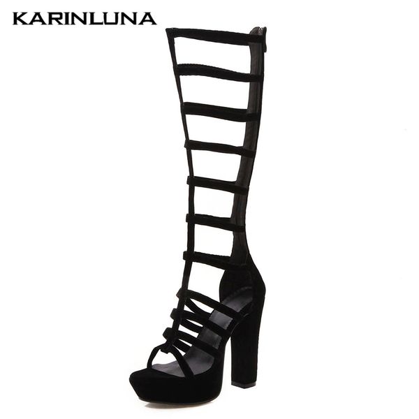

platform black summer boots women's shoes summer large size 43 street cool women's high heels shoes woman knee high boots