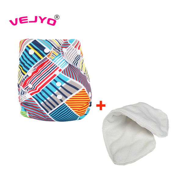 

1pc washable newborn baby diaper aio pul fabric waterproof reusable nappies cloth nappy diapers cover with insert fit 3 to 15kgs