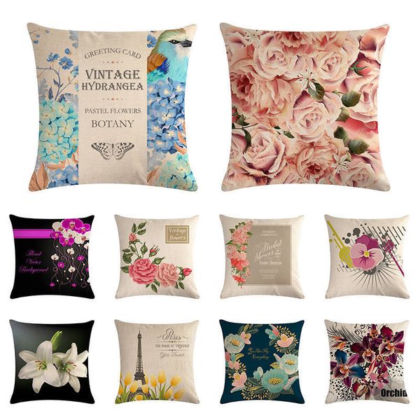 

cojines декор para диван белье хлопок throw подушка обложка цветочным узором 45 * 45см наволочка офисный стул главная декоративное zy1097