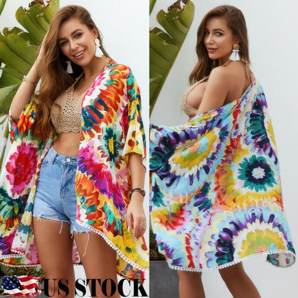 

large floral cover ups new 2019 summer women bathing suit bikini swimwear cover up beach dress sarong wrap pareo, Blue;gray
