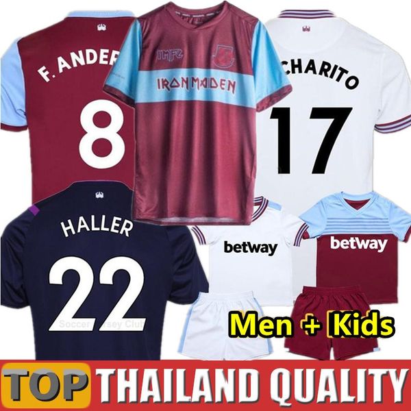 

new 19 20 west soccer jerseys ham 2019 2020 united iron maiden noble anderson football shirt set arnautovic antonio men kids kit uniforms, Black;yellow