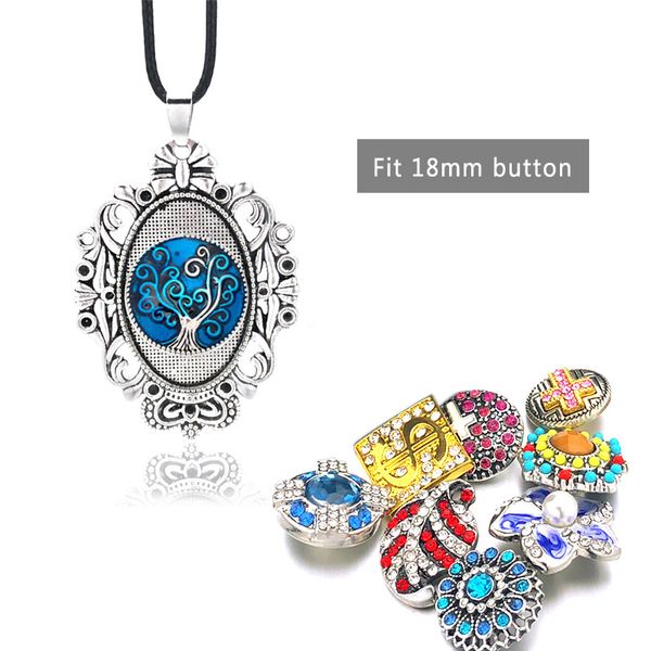 

мода сменные цветок корона имбирь ожерелье 054 fit 18 мм оснастки кнопка кулон ожерелье шарм ювелирные изделия для женщин подарок, Silver