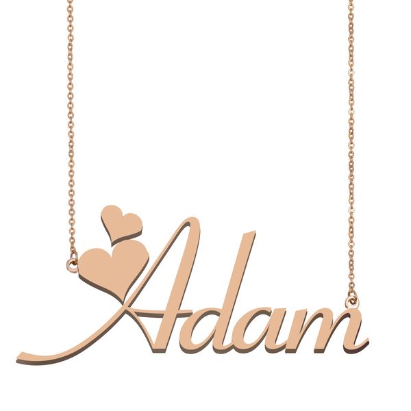 

Adam Name Necklace Pendant for Women Girls Birthday Gift Custom Nameplate Children Best Friends Jewelry 18k Gold Plated Stainless Steel, Silver