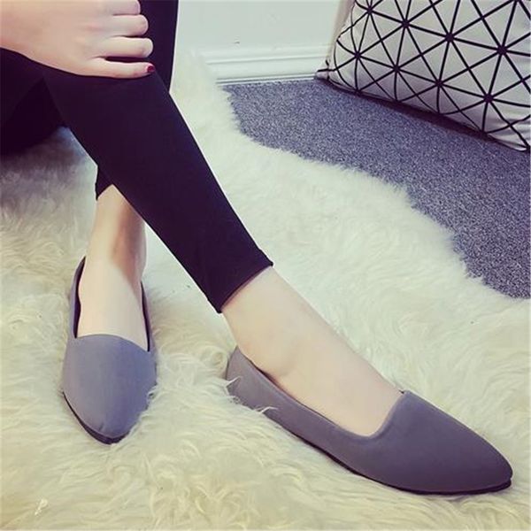 

2018 new europe and united states pointed flat simple work shoes stretch cloth flat with flat shoes women's shoes, Black