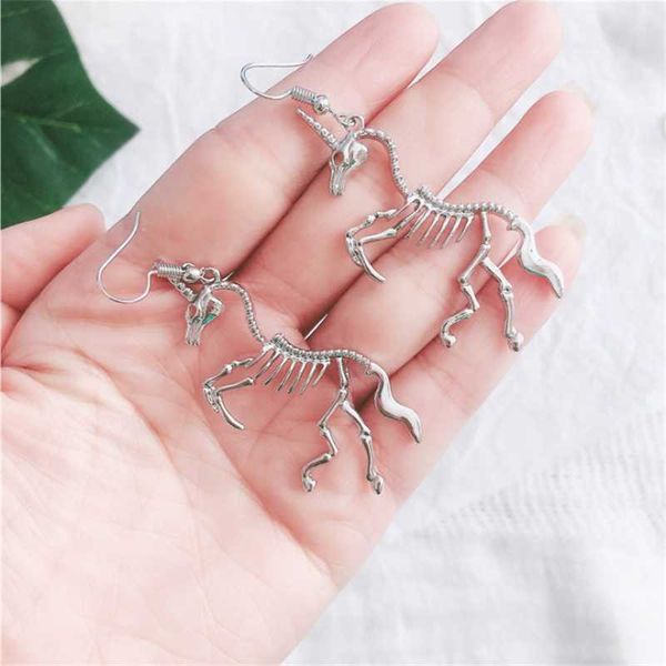 

2019 new unicorn earrings unicorn skeleton drop fashion jewelry, Silver