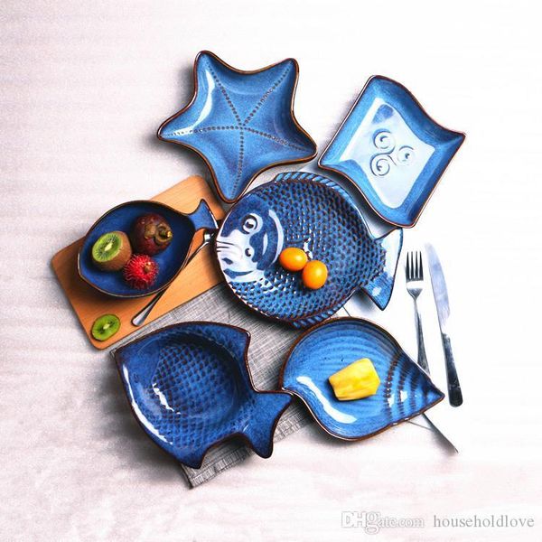 

personalized shaped embossed ceramic plate dish bowl creative abstract ocean fish bowl starfish plate shell plate fruit plates decoration