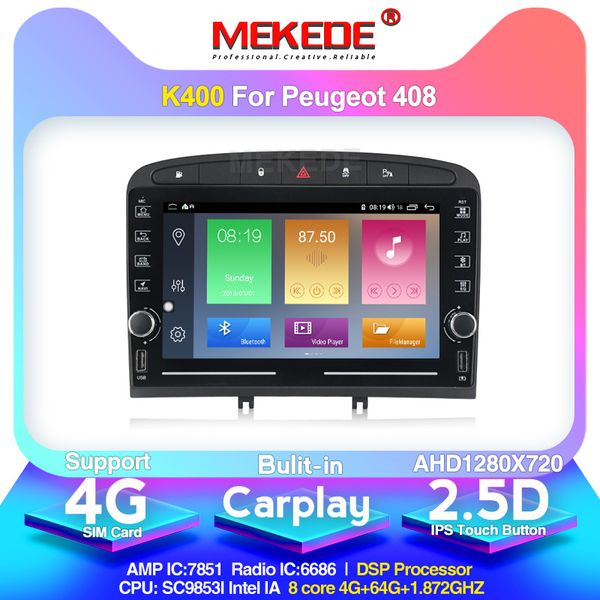 

mekede k400 2din car multimedia player for 308 2007-2013,408 2011-2014 android 10 with gps navigation ips dsp bt wifi car dvd