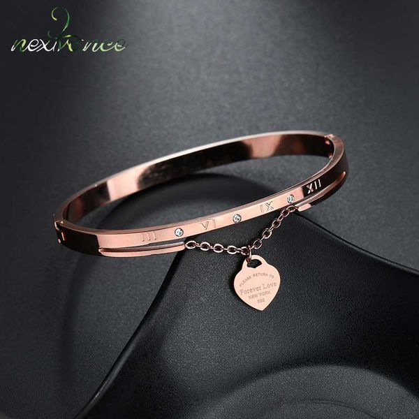 

nextvance brand forever love heart bracelet rhinestone number cuff bangles for women valentines day gift pulseira, Black