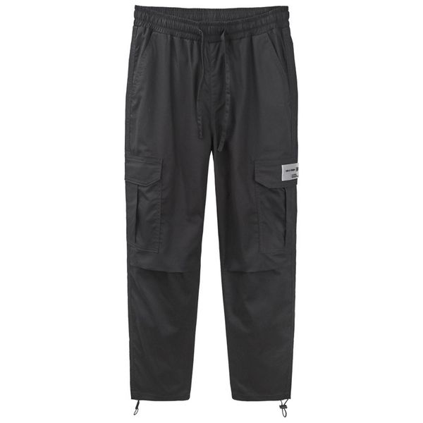 

комбинезоны мужские повседневные брюки tide brand multi-pocket осень мужские промытые хлопчатобумажные брюки по щиколотку ноги, Black