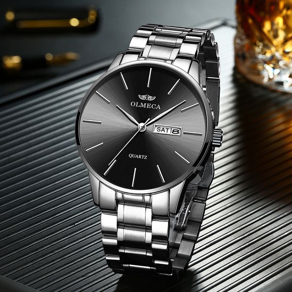 

relojes para hombre olmeca мода мужские часы часы мужские наручные часы из нержавеющей кварцевые для бизнеса мужской часы, Slivery;brown