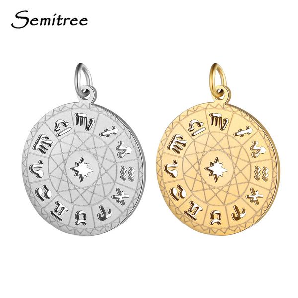 

semitree 12 zodiac constellation stainless steel pendant charms diy necklace making jewelry findings handicraft accessories, Bronze;silver