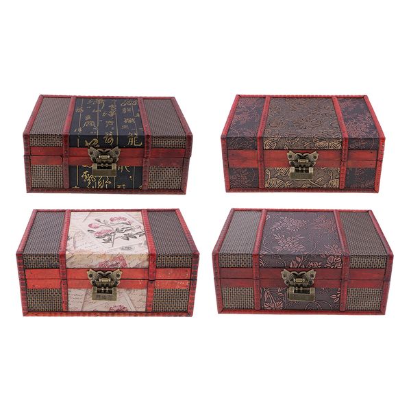 

chinese retro vintage style wooden jewelry box storage case, Pink;blue