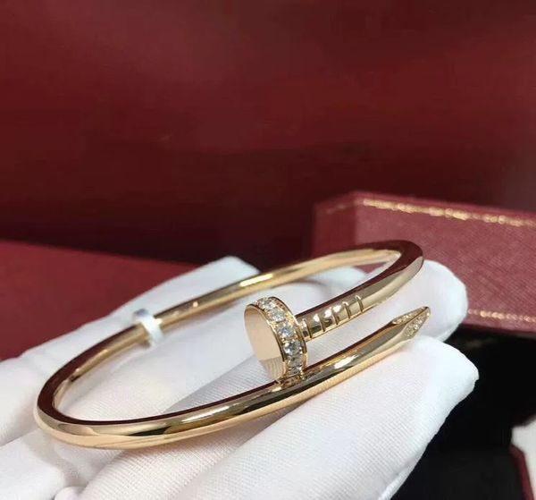 

Cla ic de igner 316l titanium teel brand name nail punk bracelet lover women and man bangle couple jewelry with original box et, Golden;silver