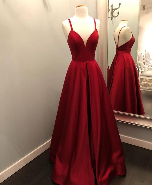 

real pictures v-neck long red evening dresses side slit vestido de festa women satin sleeveless robe de soirÃ©e backless prom gowns, Black;red