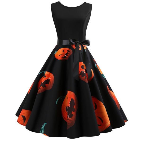 Compre Vestido Estampado De Tema De Navidad De Navidad De Diseno Nuevo De 2019 Para Mujer Vestido Vintage De Linea Rockbilly De Los Anos 50 Para Mujer Fiestas Festivales A 11 26