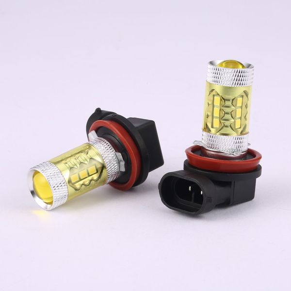 

new2pcs h8 h11 80w 3000k high power led light blubs yellow fog driving lights 1000lm front fog lights running lamp car-styling
