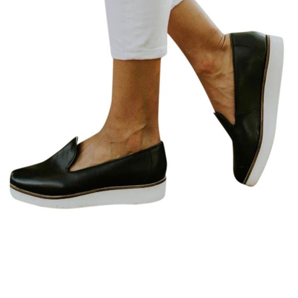 

весна осень женщины дикий pu литер одиночные ботинки женщин круглая голова платформа квартиры мелкий рот мокасины горох обувь лодке, Black