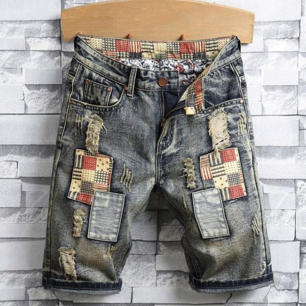 

new fashion mens ripped short jeans brand clothing summer shorts breathable denim shorts male, Blue