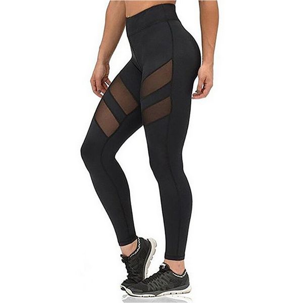 

Factory Outlet 2017 Athleisure Leggings For Women Mesh Splice Fitness Leggins Slim Black Legging Pants Plus Size Free Shipping
