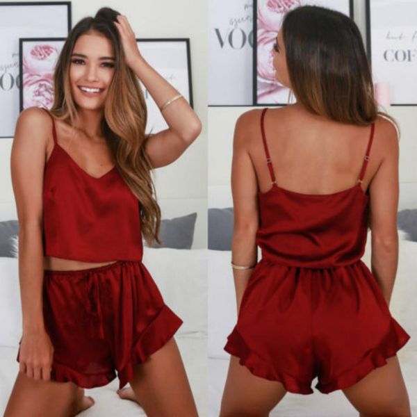 

2018 новый бренд 2 шт. женщины сексуальная атласная пижамы халат без рукавов v шеи белье ночная рубашка пижамы набор, Blue;gray