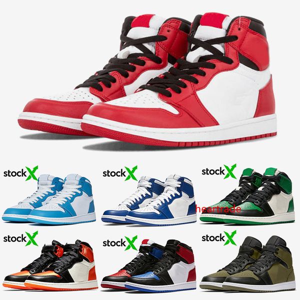 

chicago unc bred toe mens womens 1 1s basketball shoes pine green olive canvas shadow stock x mens trainers sneakers 5.5-12