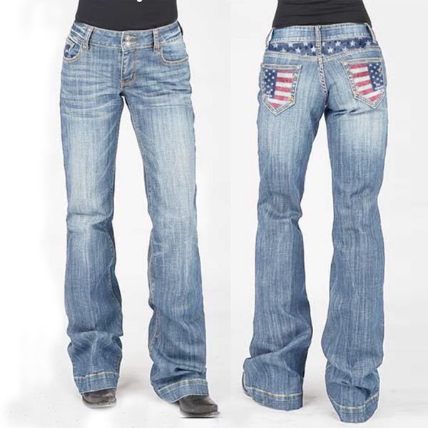 

women's jeans printing slim slimming ladies denim trousers women, Blue