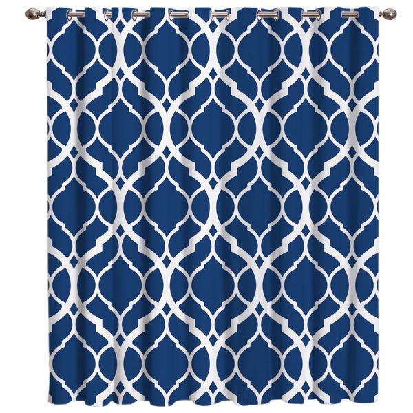 

moroccan blue pattern window curtains dark curtains bathroom blackout bedroom drapes indoor curtain panels with grommets window