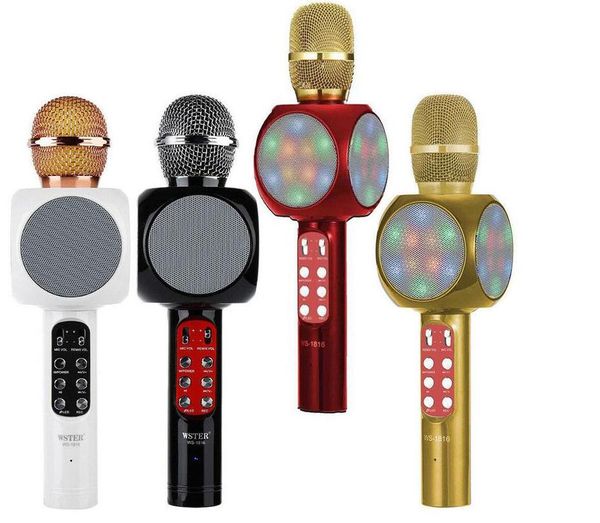 WS1816 Wireless Bluetooth KTV Karaoke Microfono Altoparlante USB LED Luce Strumenti a fiato Accessori + Scatola al dettaglio squisita