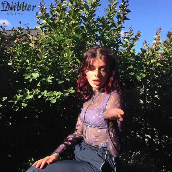 

nibber spring womens colorful see through full sleevetee 2020 new fashion wild basic elastic slim fit soft o neck t shirt, White