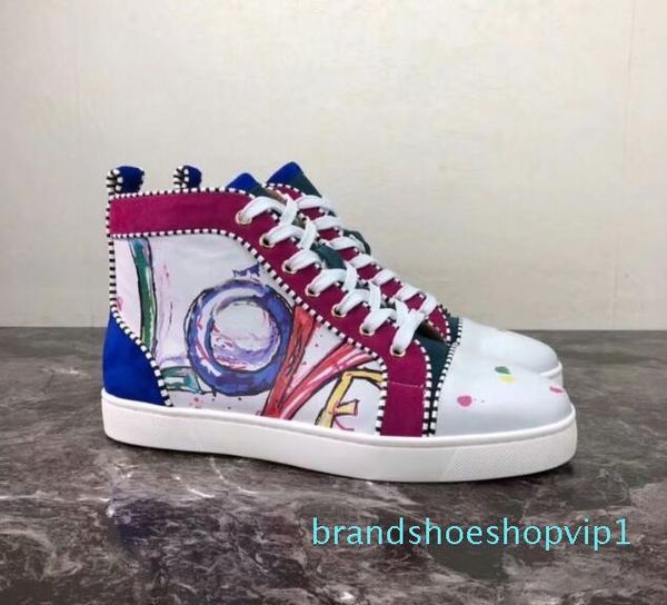 

2019 designs fashion spike loafer dress shoes red bottom sneaker luxury party wedding shoes genuine leather spikes lace-up casual shoe t05, Black