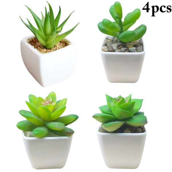 

4pcs artificial potted plant mini realistic fake succulent plant for home decor