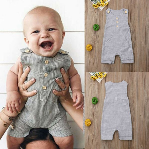 

newborn baby kid boy girl cotton and linen romper jumpsuit shorts pants, Blue